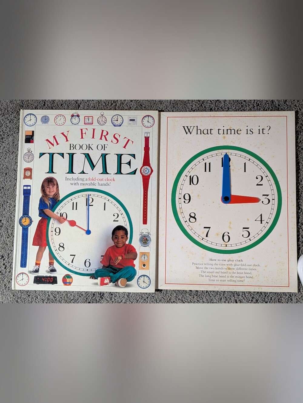 Vintage 1992 My First Book of Time DK Fold-Out Clock Hardcover Claire Llewellyn